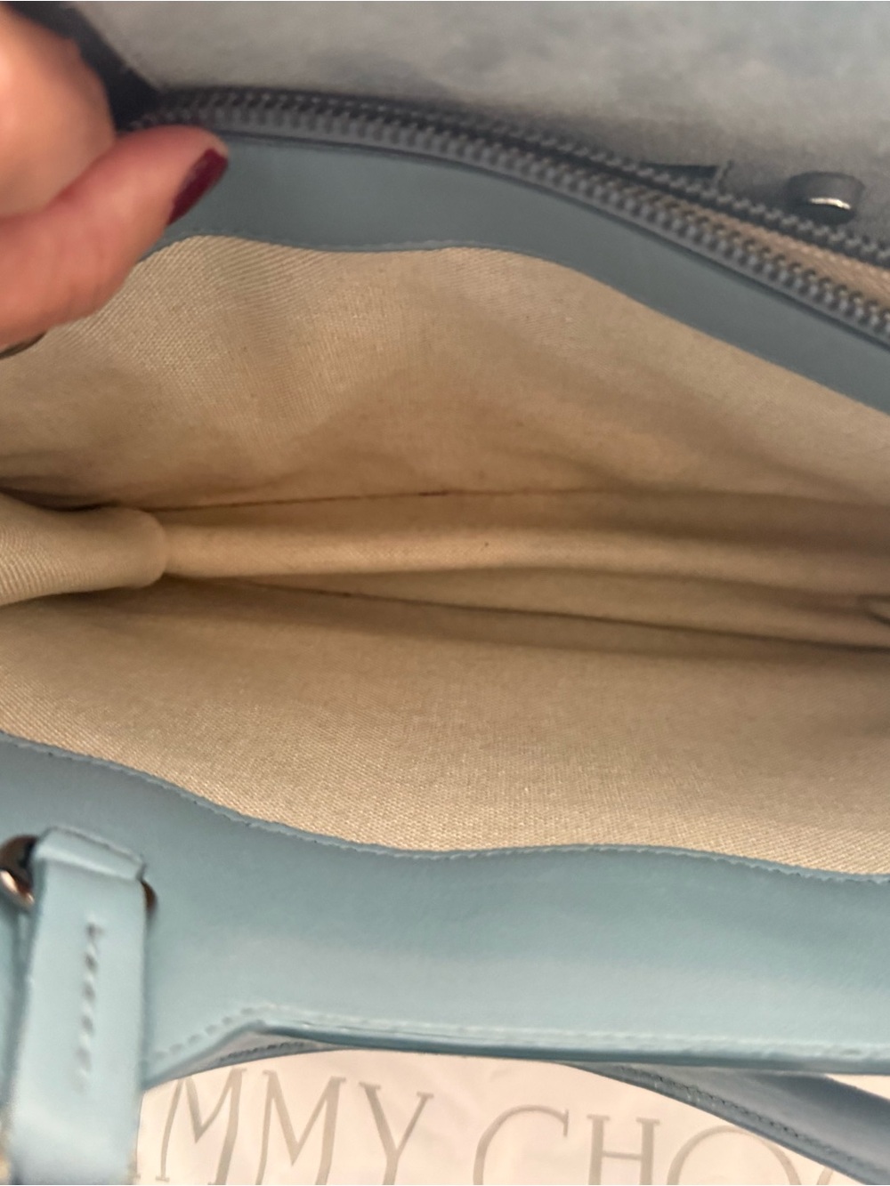 Jimmy Choo Slate Blue Suede Satchel with Top Handles - Picture 3 of 10